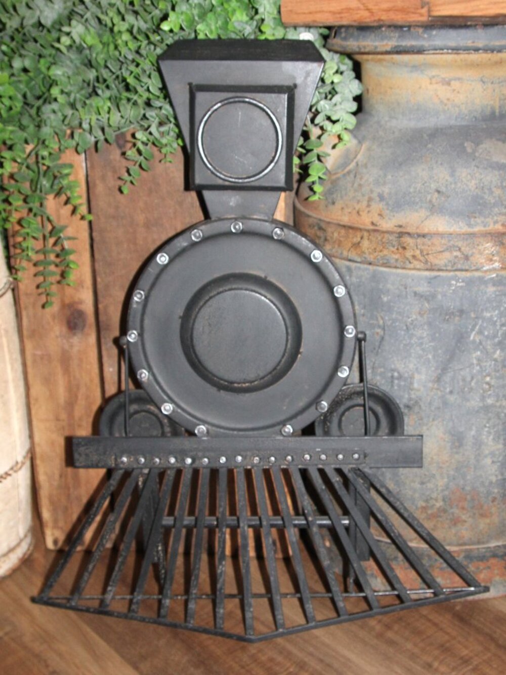 Large 23.75" Rustic Black Dimensional Metal Train Wall Decor Hanging